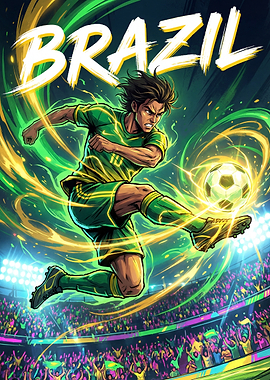 Brazil Soccer Player Kicking Ball
