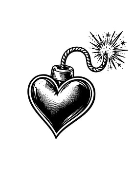 Heart Bomb with Exploding Fuse