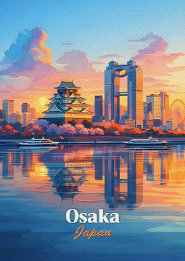 Osaka Cityscape at Sunset