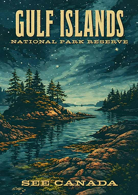 Gulf Islands National Park Reserve Vintage Poster