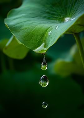 Water Droplets on Lotus Leaf
