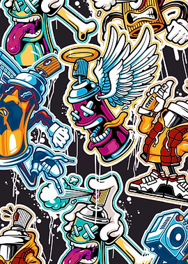Graffiti Spray Can Characters