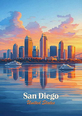 San Diego Skyline at Sunset