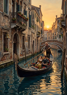 Venice Canal Gondola Ride at Sunset