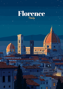 Florence Italy Skyline at Dusk