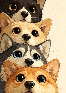 Stack of Adorable Puppies