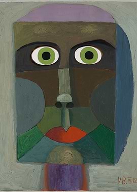 Cubist Portrait with Green Eyes