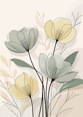 Abstract Floral Line Art