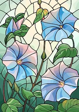 Stained Glass Morning Glories