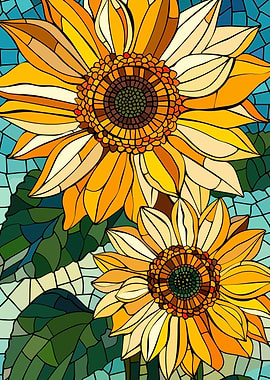 Stained Glass Sunflowers