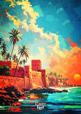 Cairo Egypt Sunset Painting