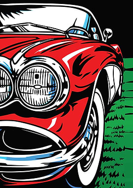 Red Vintage Car Close-up