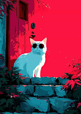 Cool Cat in Sunglasses by Red Door
