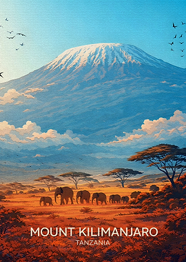 Mount Kilimanjaro with Elephants