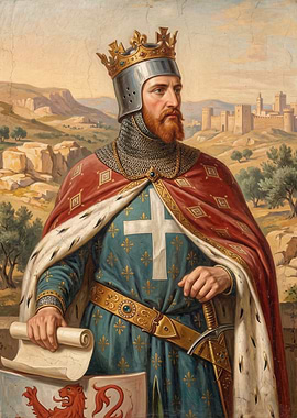 Medieval King with Crown and Sword