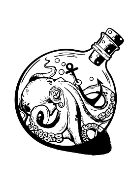 Octopus in a Bottle with Anchor