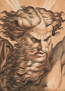 Fierce Bearded Man with Flowing Hair