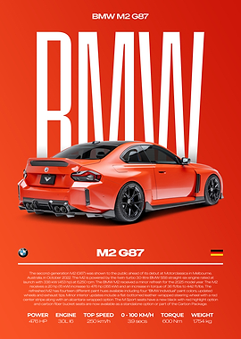 BMW M2 G87 Car Poster