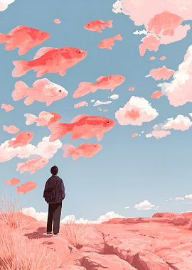 Surreal Sky Fish Landscape