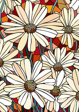 Stained Glass Daisy Pattern