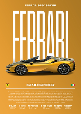 Ferrari SF90 Spider Car Poster