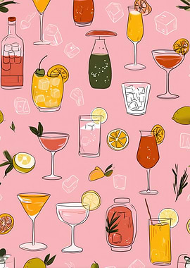 Cocktail and Fruit Pattern