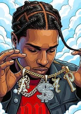 Rapper A$AP Rocky with Gold Chains