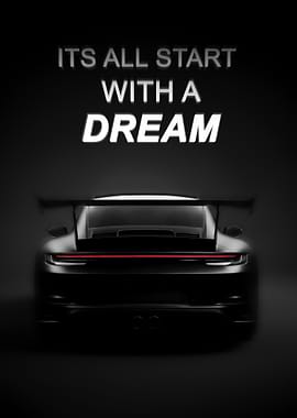 Dream Big Car Motivational black Poster