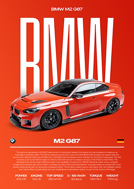 BMW M2 G87 Car Poster