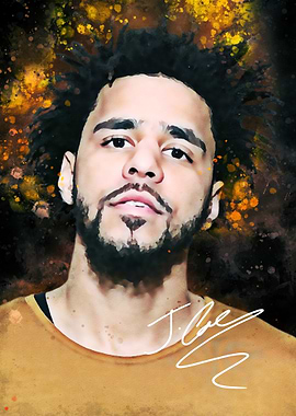J. Cole Portrait with Splatter