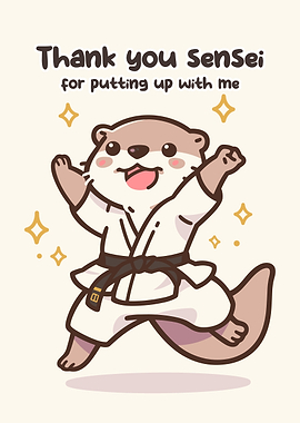 Cute Otter Karate Thank You Card