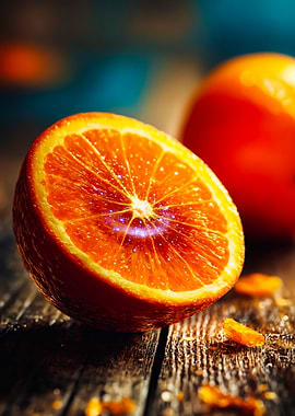 Sliced orange with glowing center
