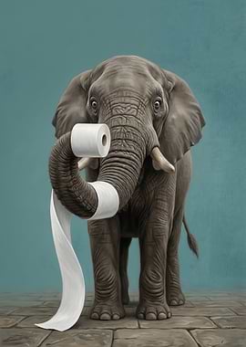 Elephant with Toilet Paper