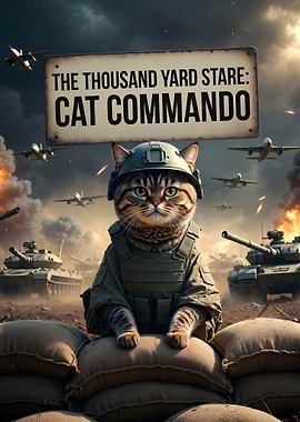 Cat Commando Military Poster