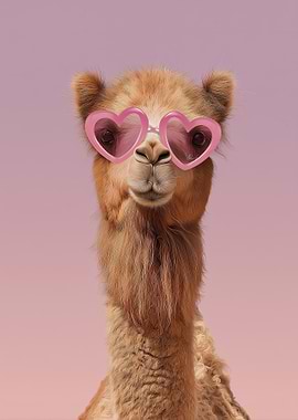 Camel Wearing Heart Sunglasses