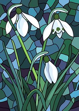 Stained Glass Snowdrops