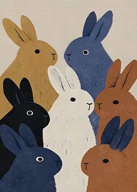 Group of Stylized Rabbits