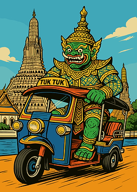 Green Giant Driving a Tuk-Tuk in Bangkok