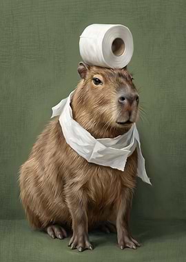 Capybara with Toilet Paper