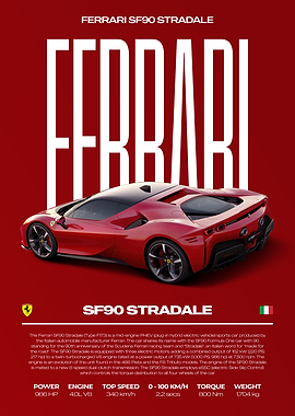Ferrari SF90 Stradale Car Poster