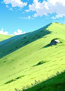 Anime Landscape of Rolling Green Hills