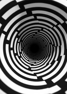 Hypnotic Tunnel of Black and White Circles