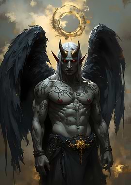 Demonic Angel with Golden Halo