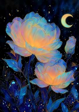 Celestial Moonlit Flowers