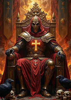 Knight King on Throne with Crows