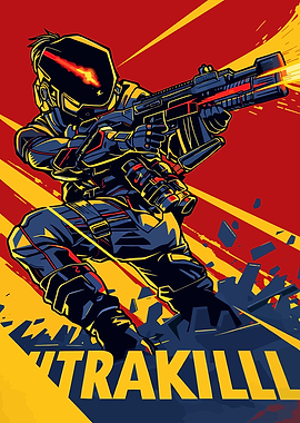 Futuristic Soldier Firing Weapon