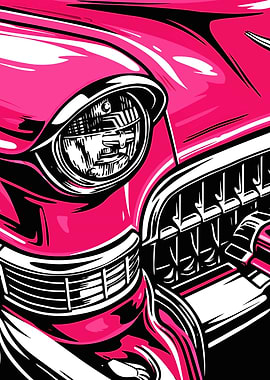 Pink Vintage Car Close-up