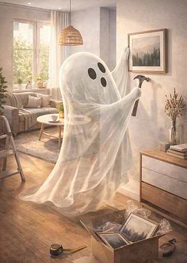 Meme Absurd Ghost Hanging Picture