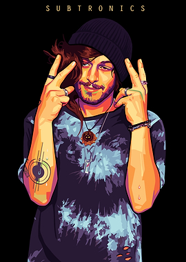 Subtronics Portrait with Peace Signs