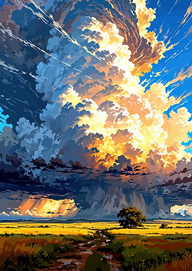 Dramatic Sky Over a Field